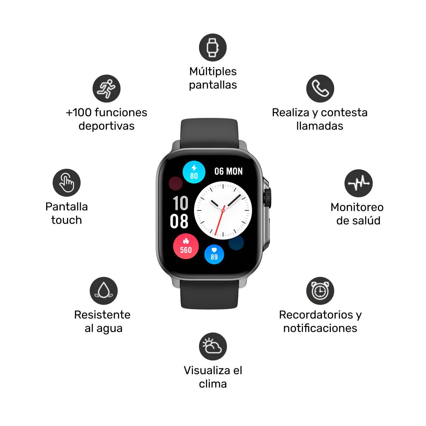 Reloj Smartwatch Lhotse Connect S03 42mm Black