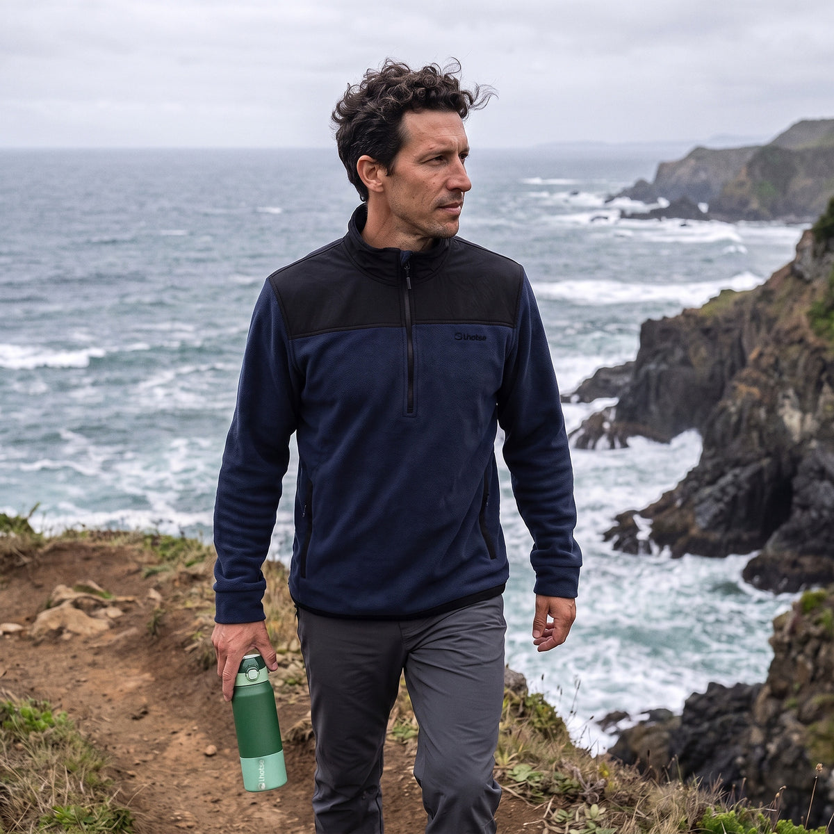 Polar Hombre Half Zip Térmico con Bolsillos Shar Lhotse - azul costa portada