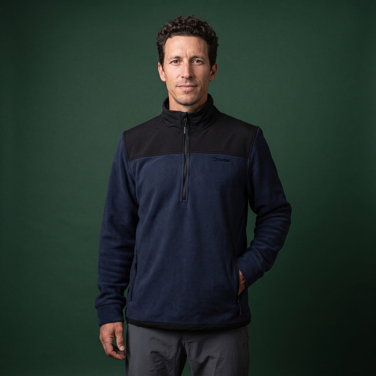 Polar Hombre Half Zip Térmico con Bolsillos Shar Lhotse - azul estudio frente