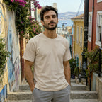 Polera Nepal Lhotse beige de frente