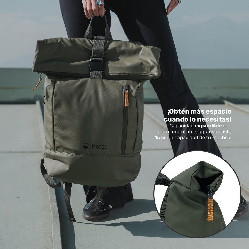 Lhotse Mochila Roll Top Makalu 22L material 900D PU impermeable resistente abrasión - detalle