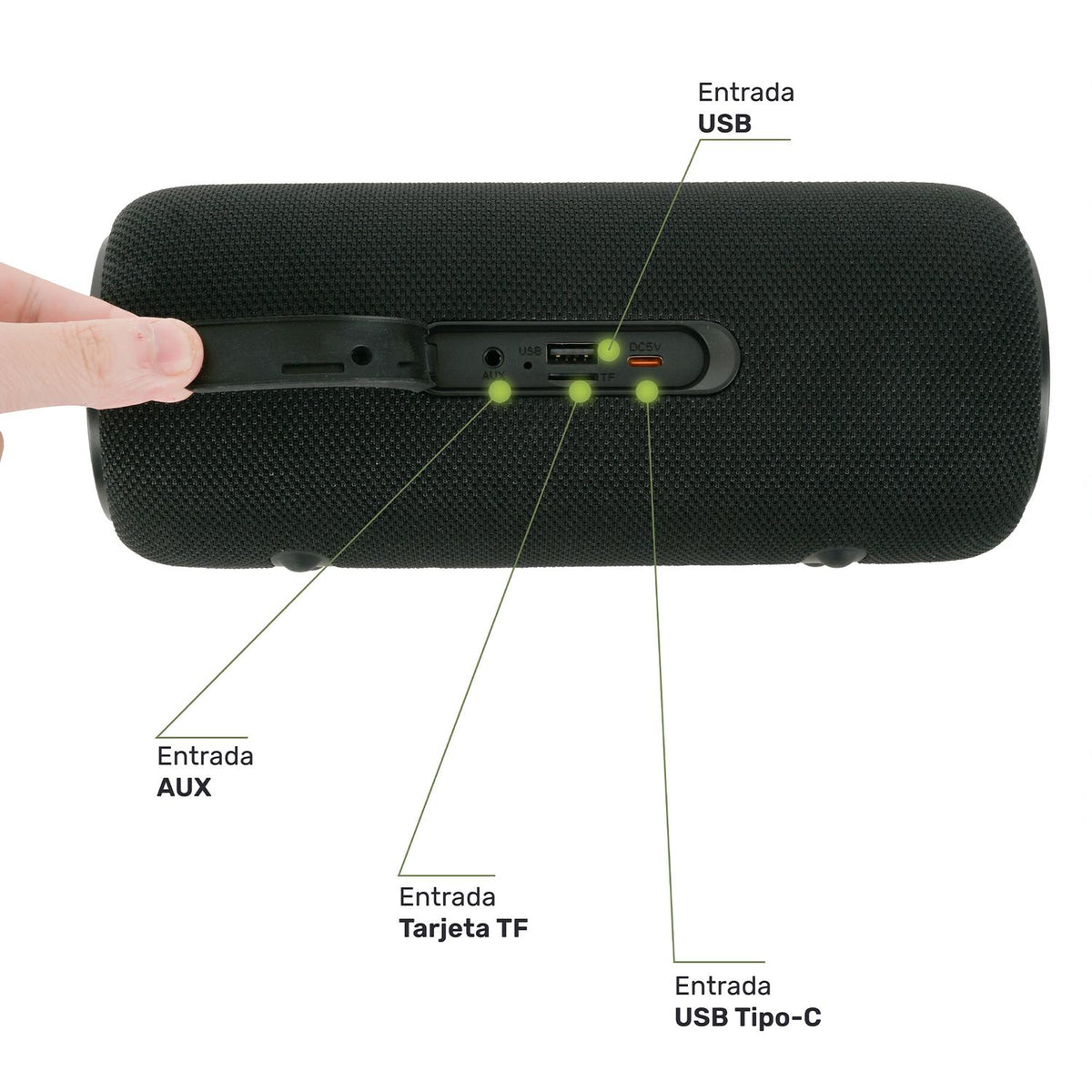 Negro · Parlante Portátil Inalámbrico Bluetooth Journey