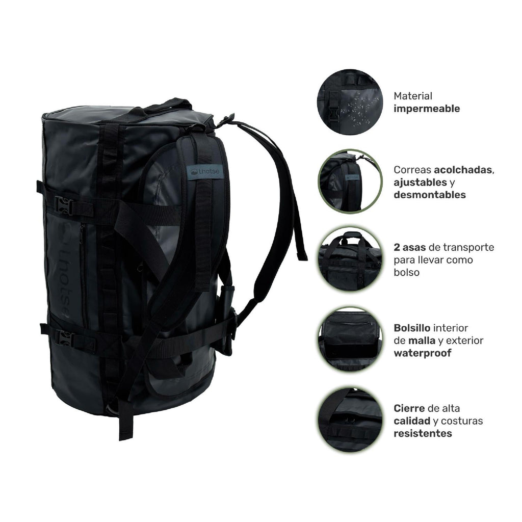 Lhotse Bolso Duffel Impermeable 60L especificaciones bolsillos materiales colores disponibles
