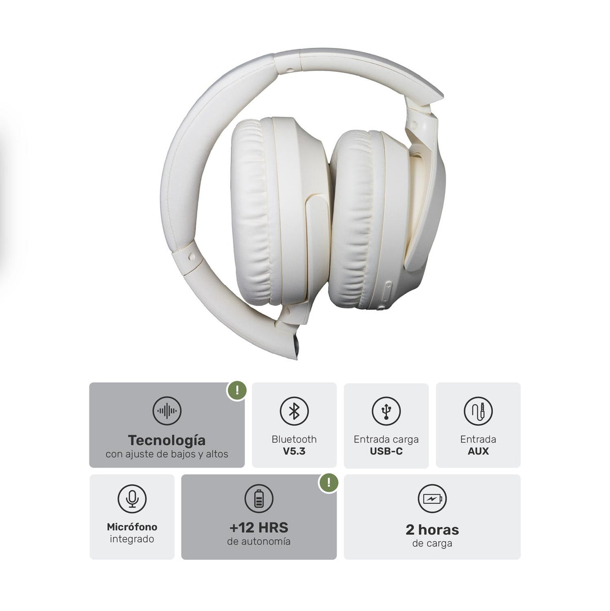 Beige · Audifonos Bluetooth Inalambricos Over Ear WavePro - foto del producto