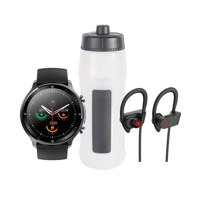 Kit Smartwatch Runner + Audífonos Rm5 + Botella Thermos
