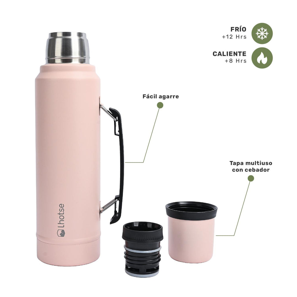 Lhotse Pack Termo Líquido Classic 1.3L y Mate con Bombilla Rosado lifestyle persona - lifestyle