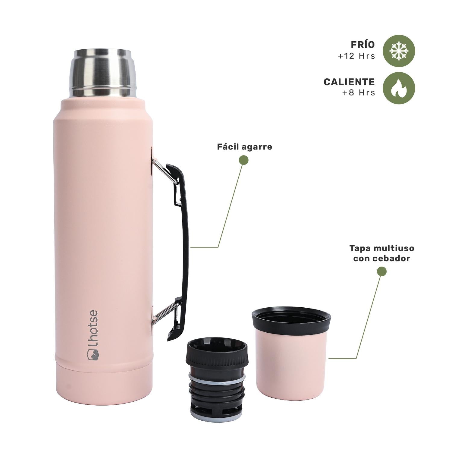 Lhotse Pack Termo Líquido Classic 1.3L y Mate con Bombilla Rosado lifestyle persona - lifestyle