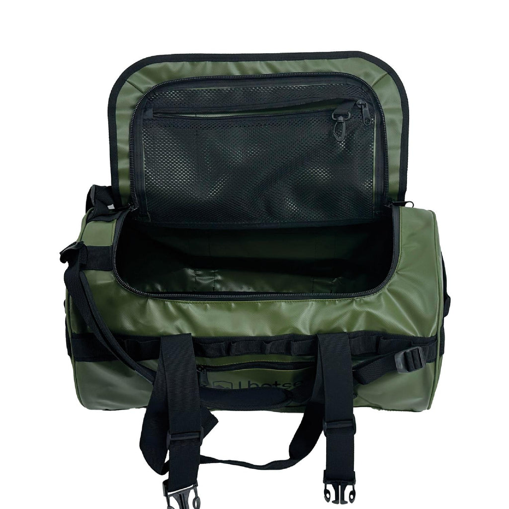 Lhotse Bolso Duffel Impermeable 30L Verde vista posterior correas mochila - detalle