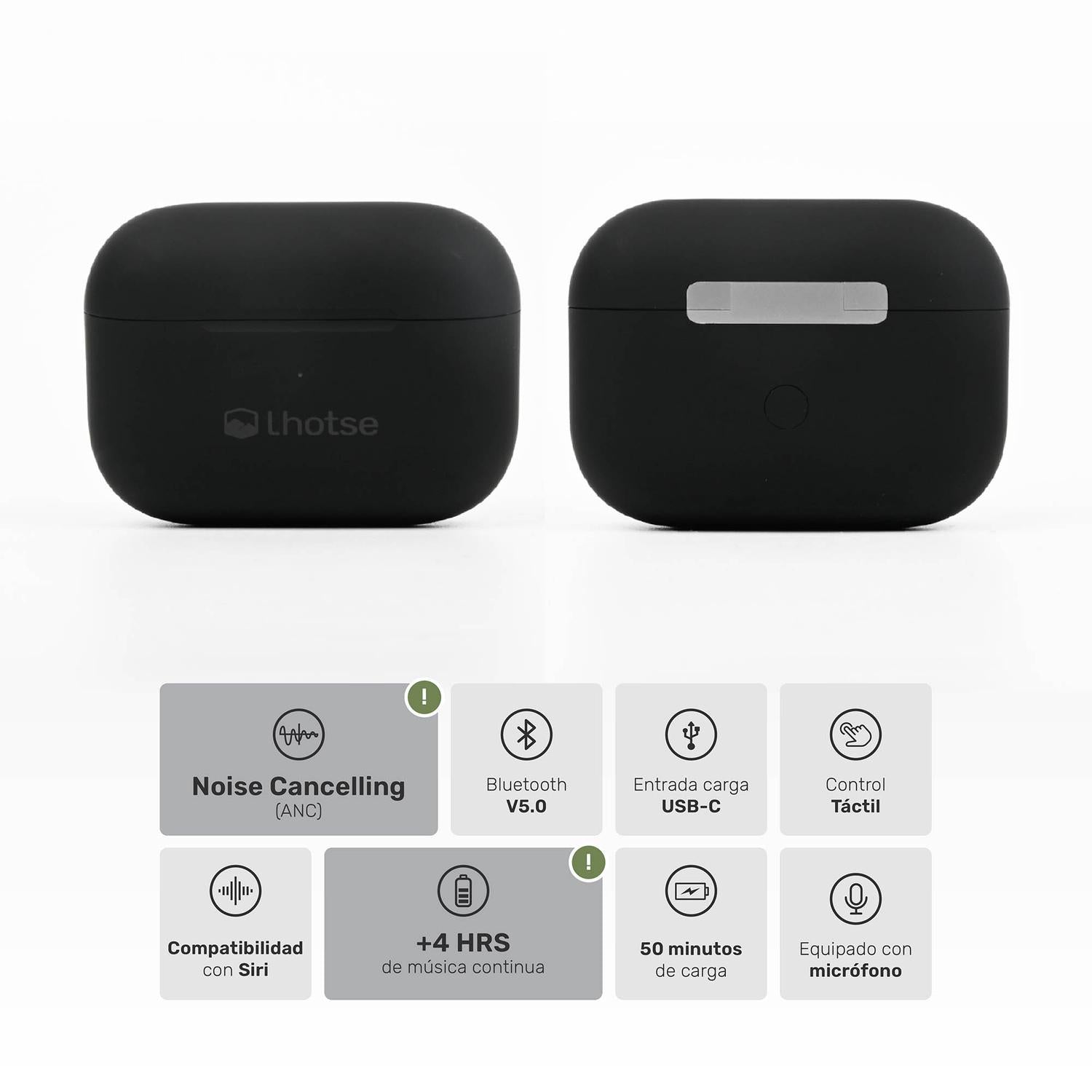 Lhotse Audífonos RM7 Pro Negro estuche especificaciones Noise Cancelling - detalle