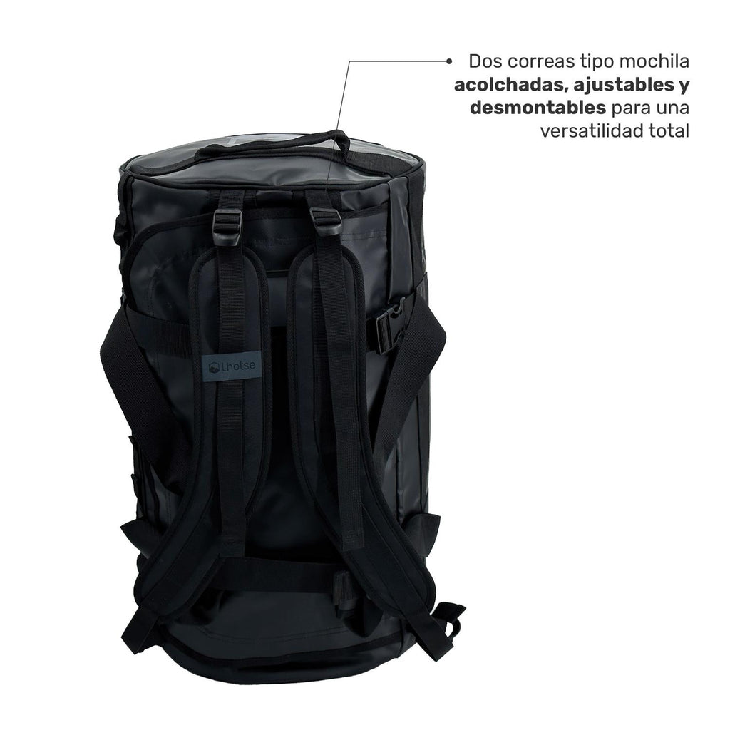 Lhotse Bolso Duffel Impermeable 60L compartimentos interiores organizados abierto - detalle