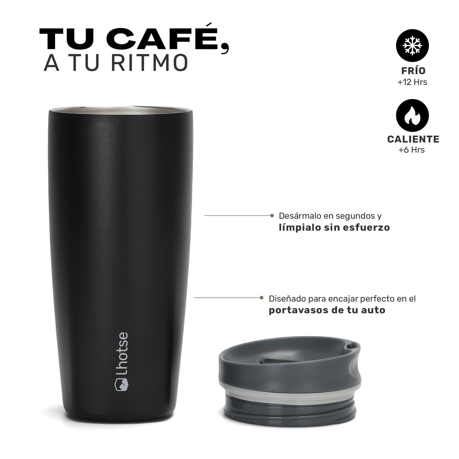 Vaso Mug Térmico Agua Café 2X Termicup 590 ml Black + Pink
