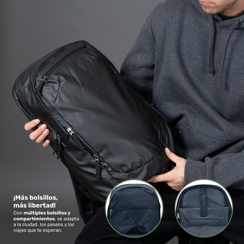 Lhotse Mochila Porta Notebook Pumori 22L material 900D PU impermeable resistente abrasión - detalle