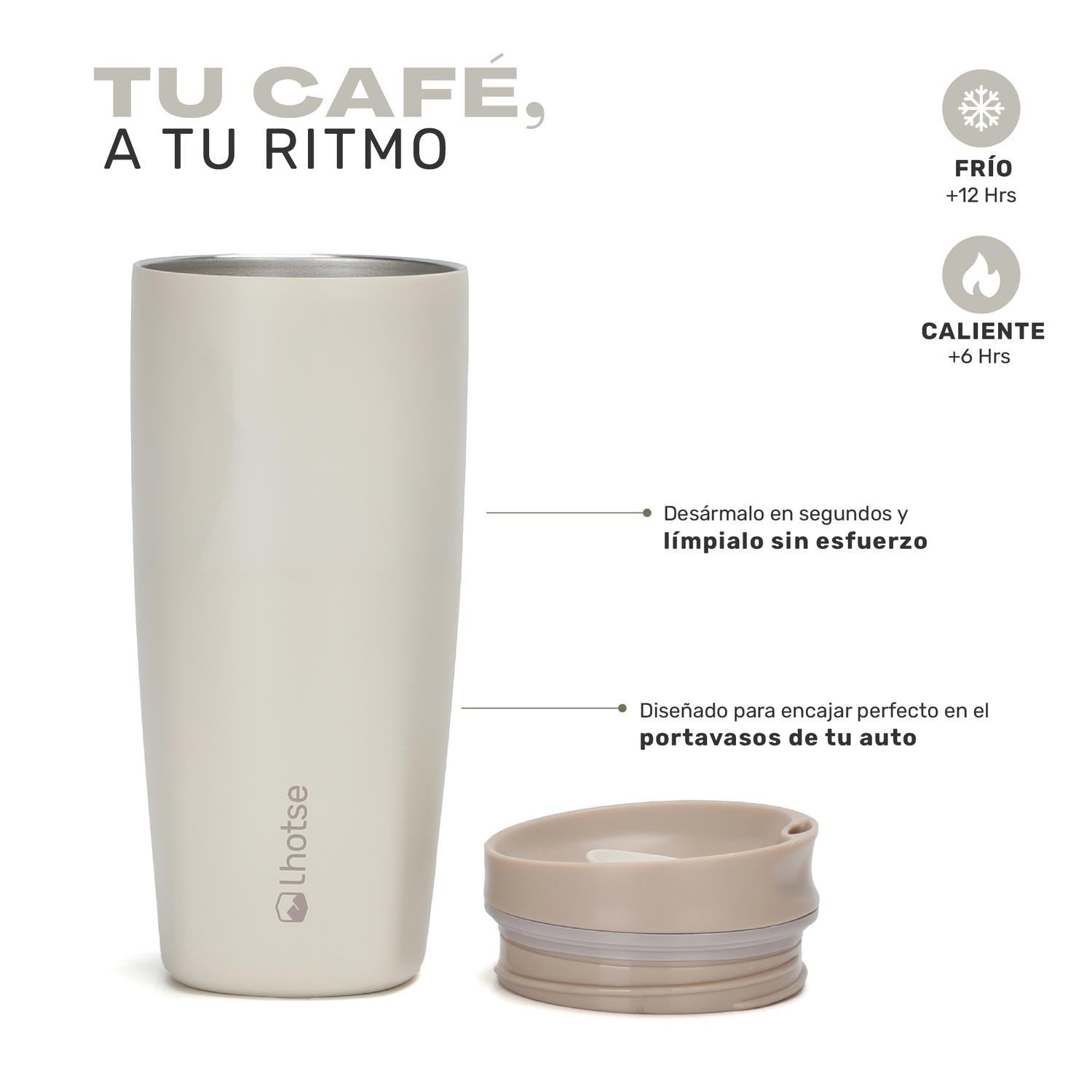 Vaso Mug Térmico Agua Café 2X Termicup 590 ml Black + Beige