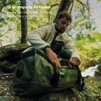 Lhotse Bolso Duffel Impermeable 60L compartimentos interiores organizados abierto - detalle