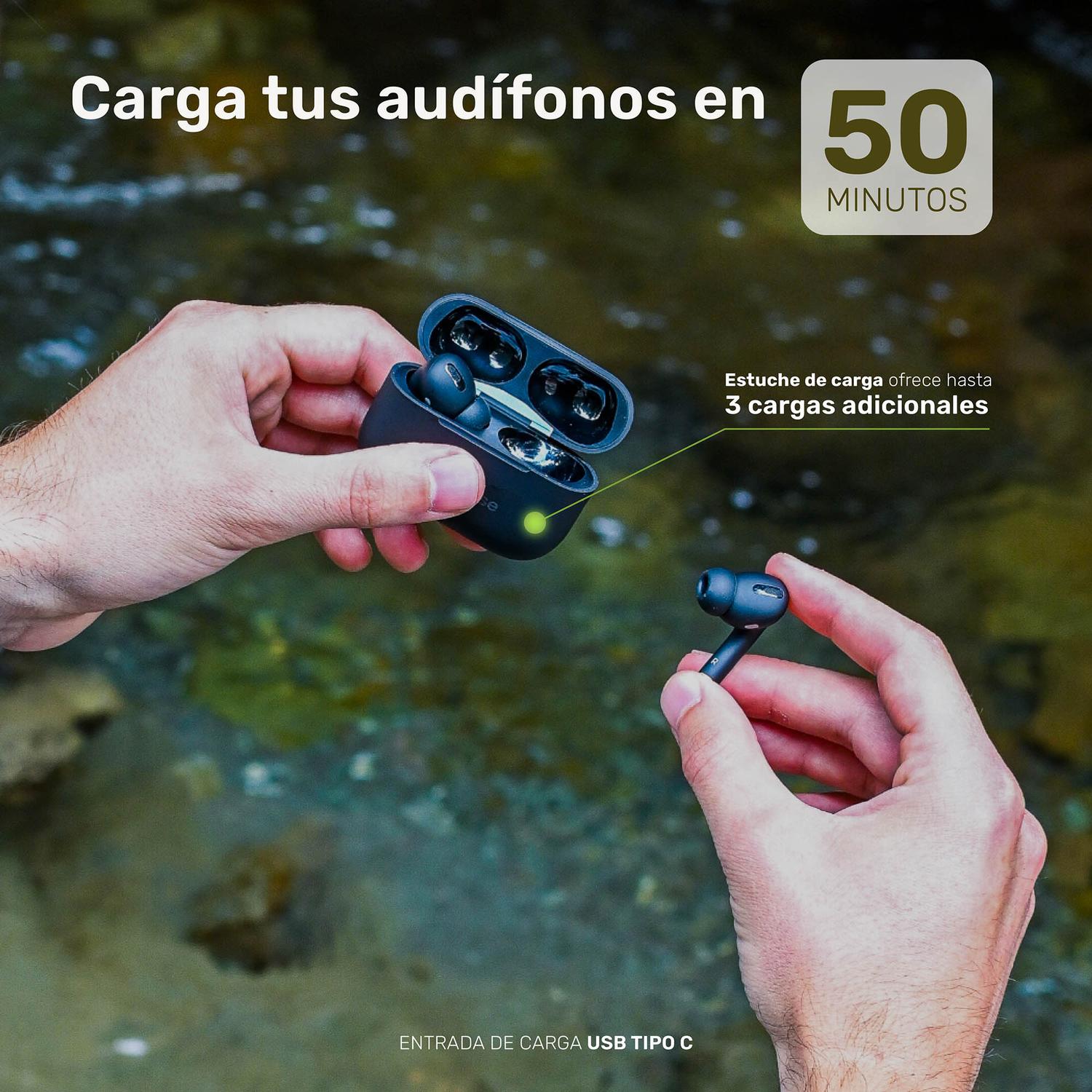 Lhotse Audífonos RM7 Pro carga estuche 50 minutos batería - detalle