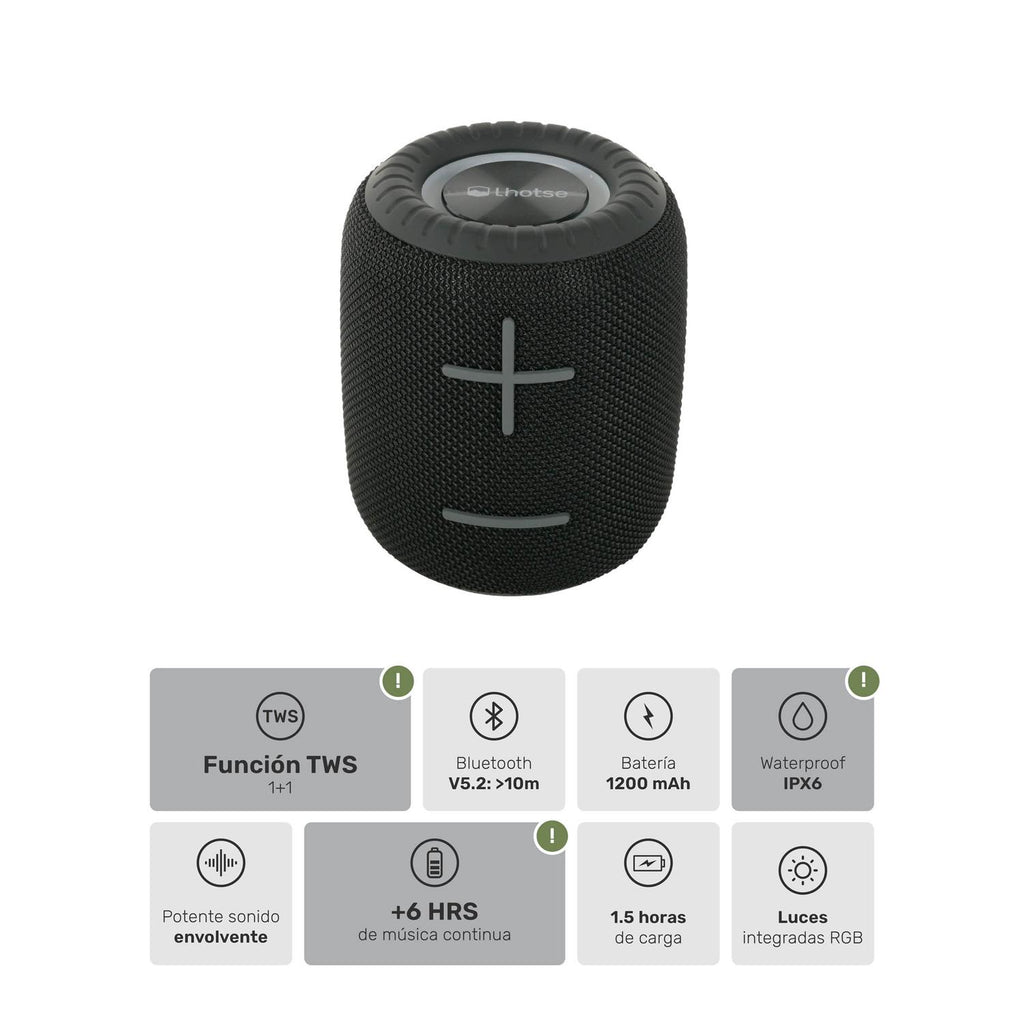 Lhotse Parlante TripGo Negro especificaciones técnicas IPX6 Bluetooth 5.2 - detalle