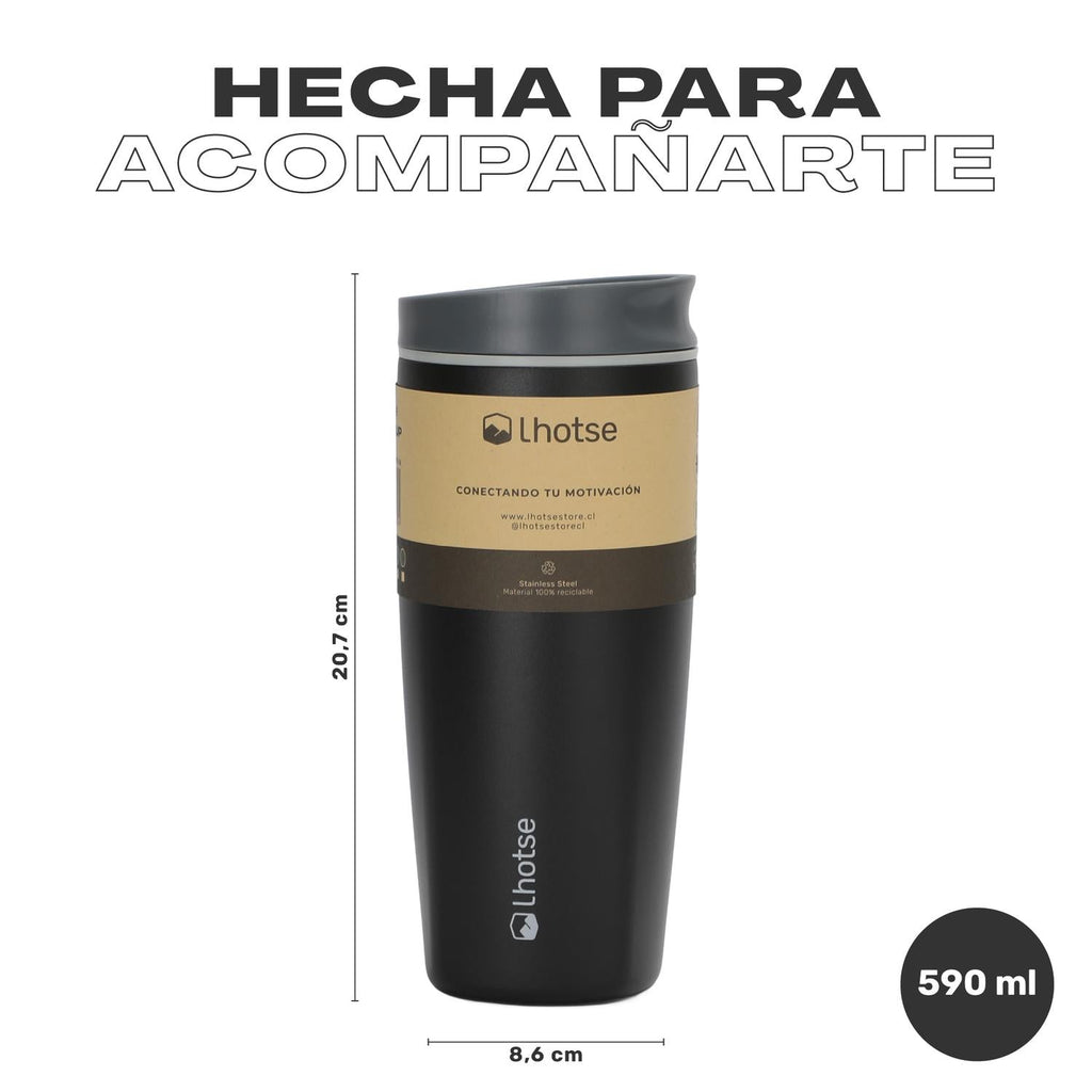 Vaso Mug Térmico Agua Café 2X Termicup 590 ml Black + Beige