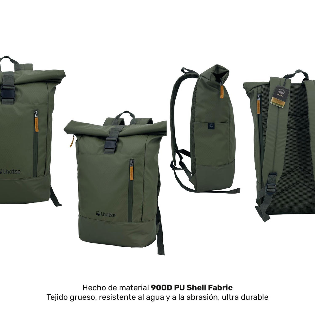 Lhotse Mochila Roll Top Makalu 22L Verde detalle textura material 900D PU - detalle