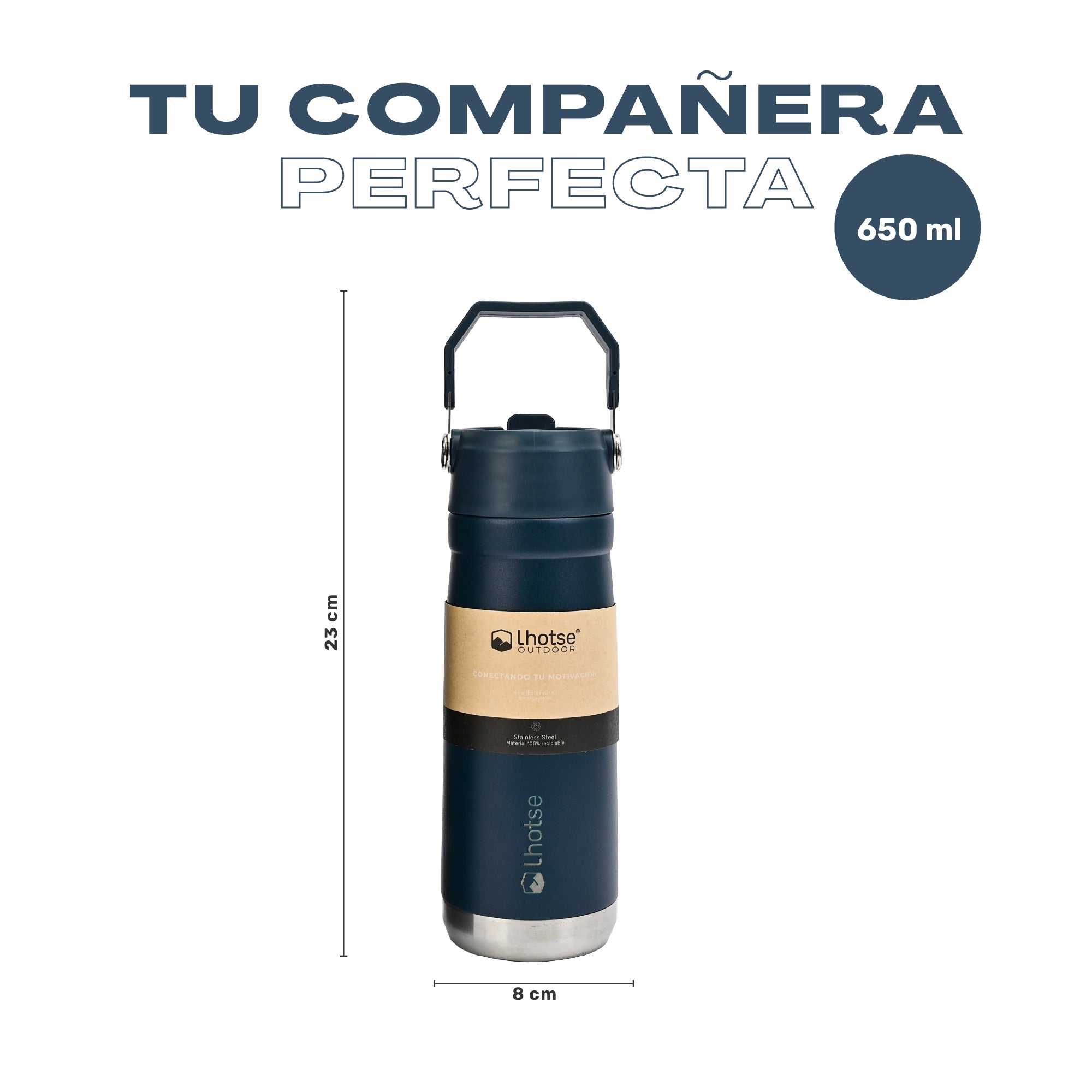 Lhotse Botella Térmica Adventure 650ml Azul tu compañera vida activa - detalle