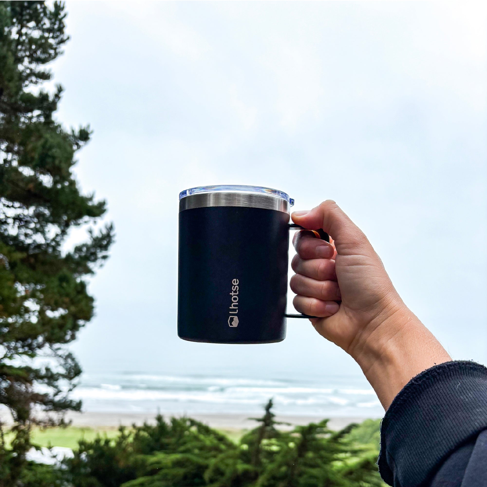 Negro · Taza Térmica Insulada Camping 350ml