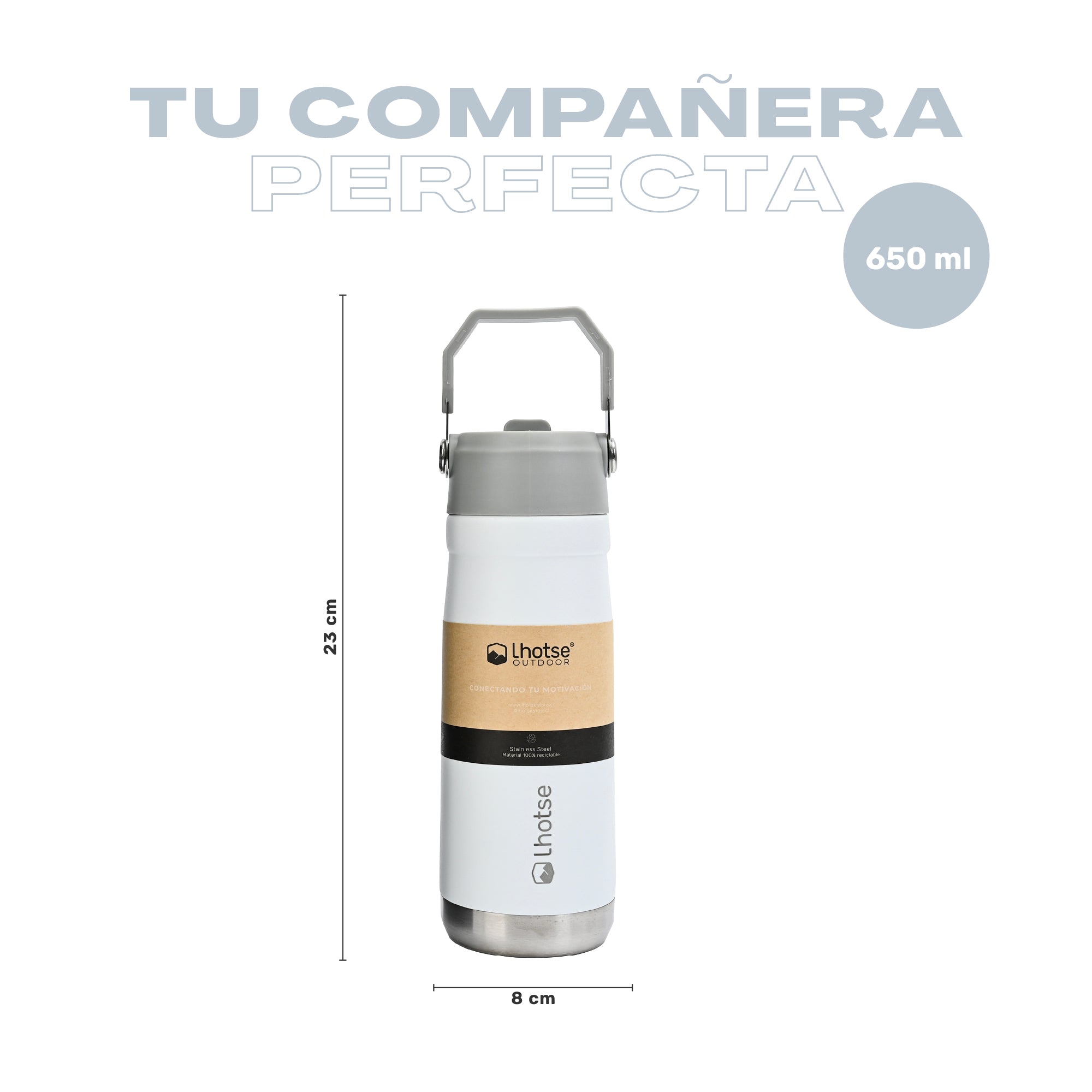 Lhotse Botella Térmica Adventure 650ml Blanco tu compañera vida activa - detalle