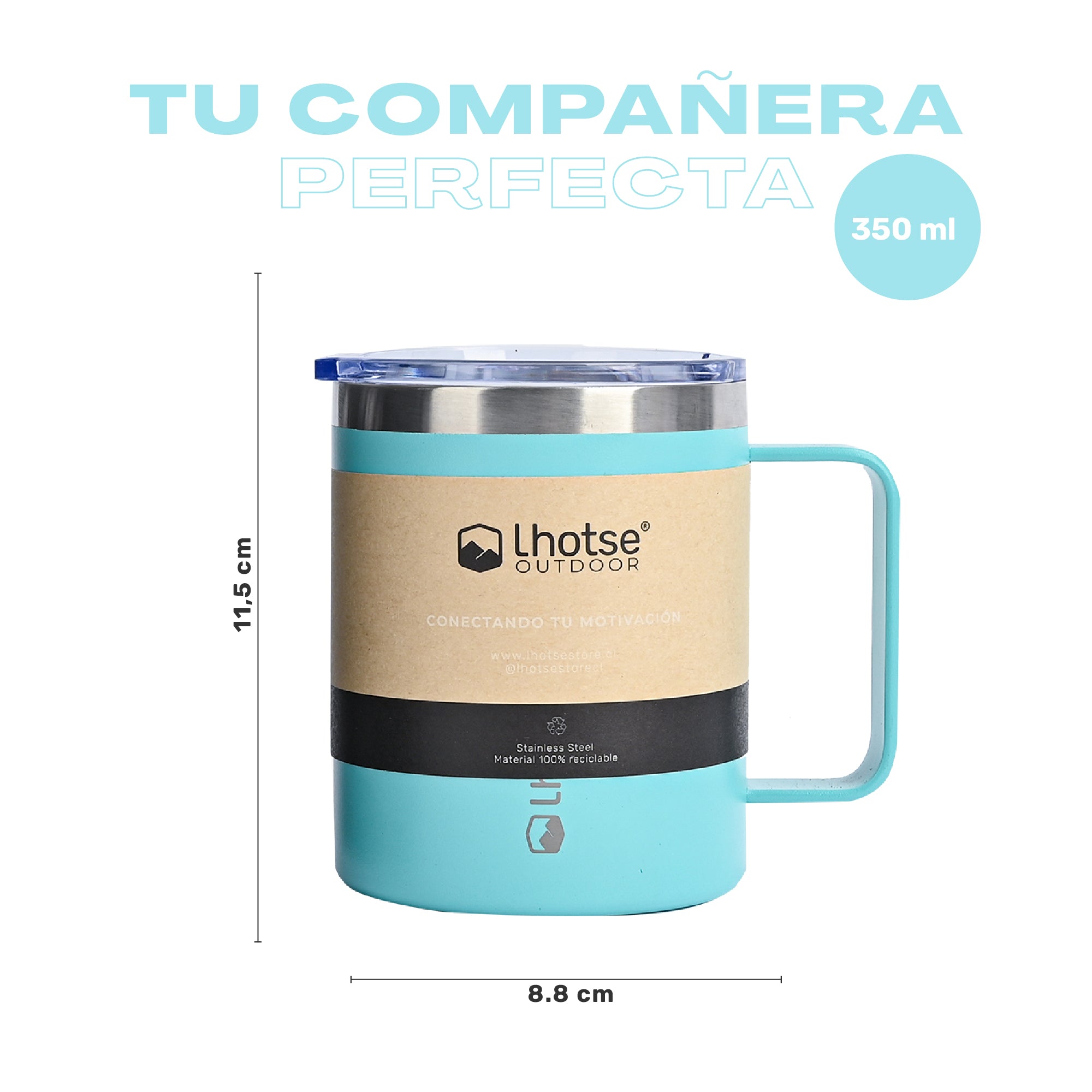 Azul · Taza Térmica Insulada Camping 350ml