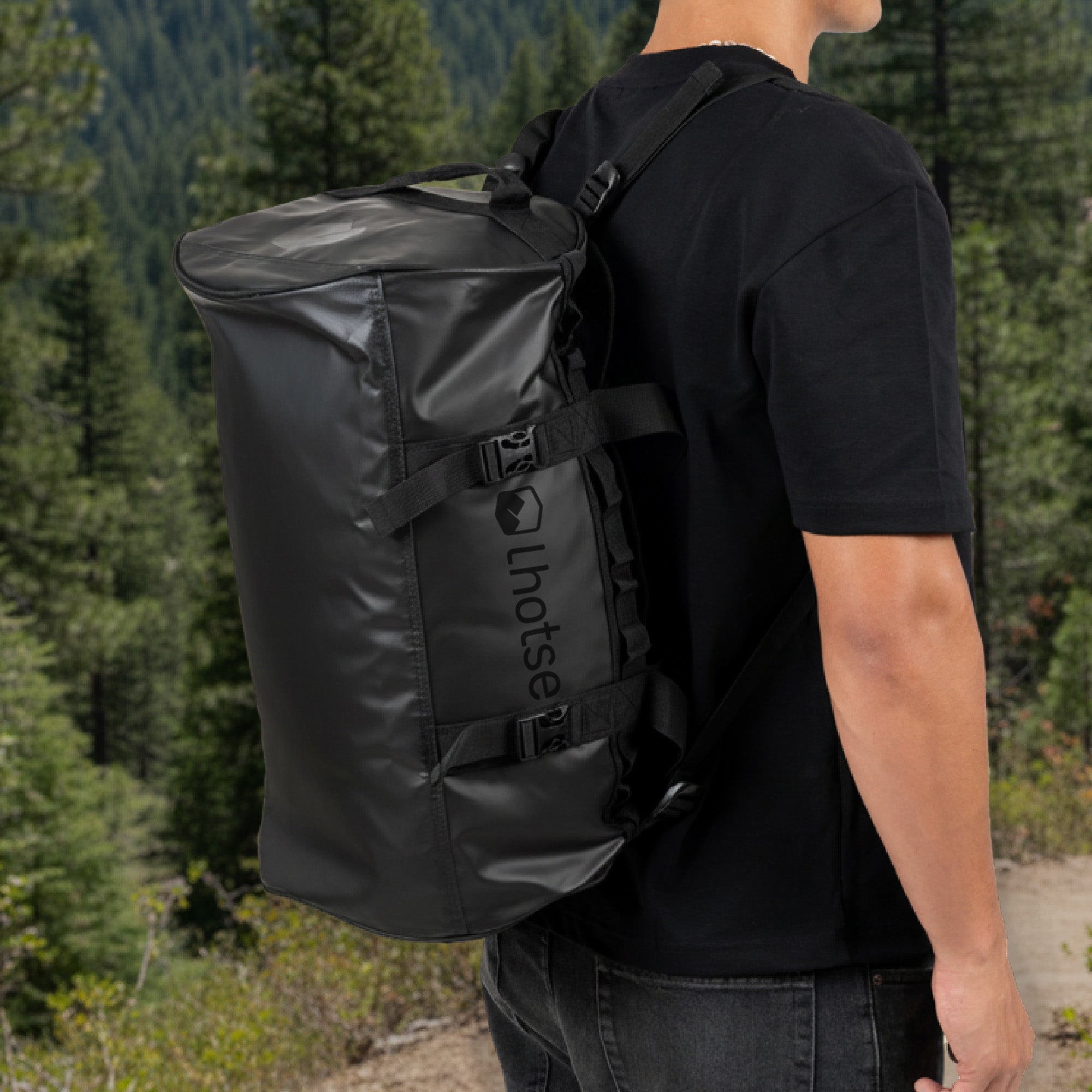 Lhotse Bolso Duffel Impermeable 30L Negro convertible mochila outdoor - lifestyle