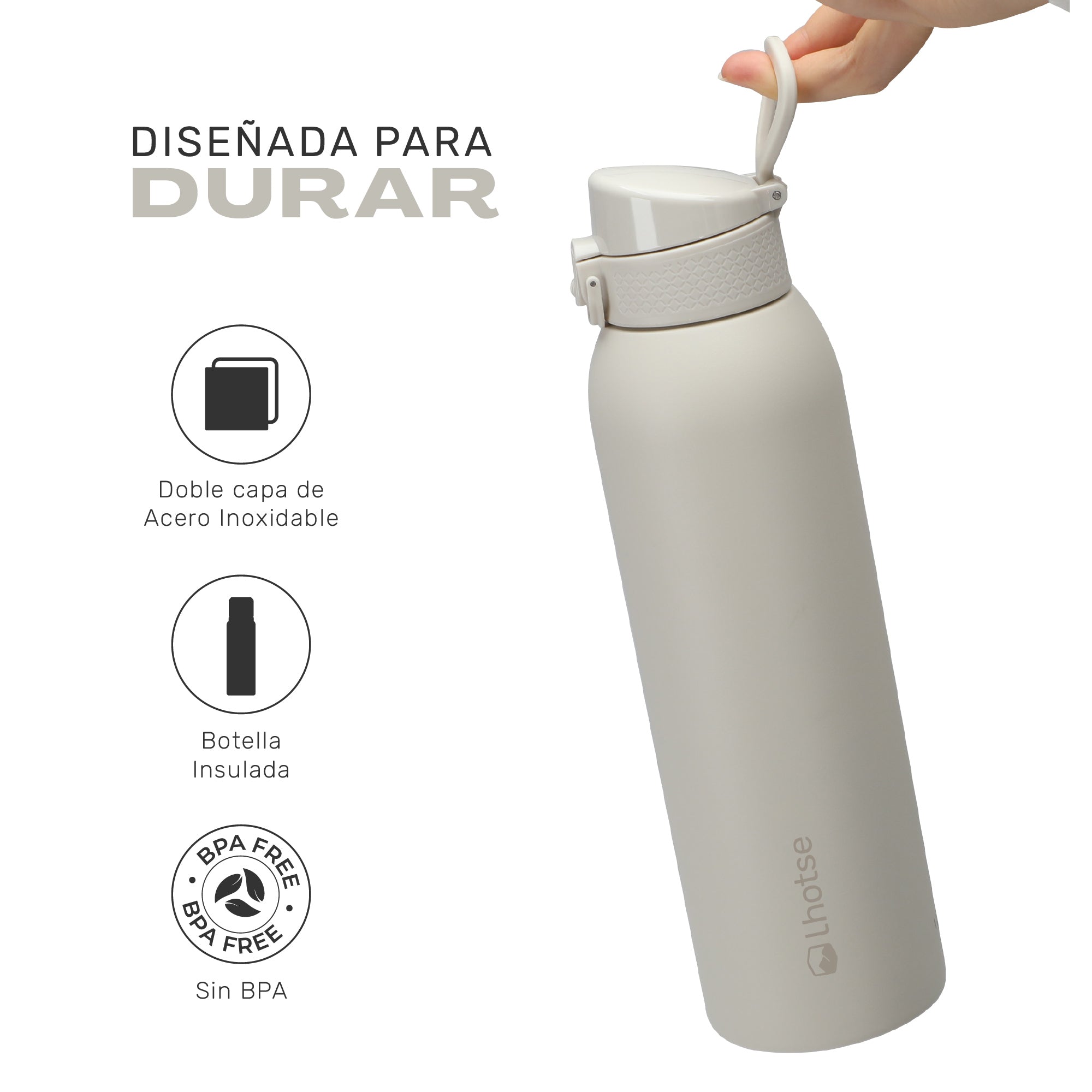 Botella Térmica Agua Acero Inox 3 Tapas HydroCore 1Lt Lhotse