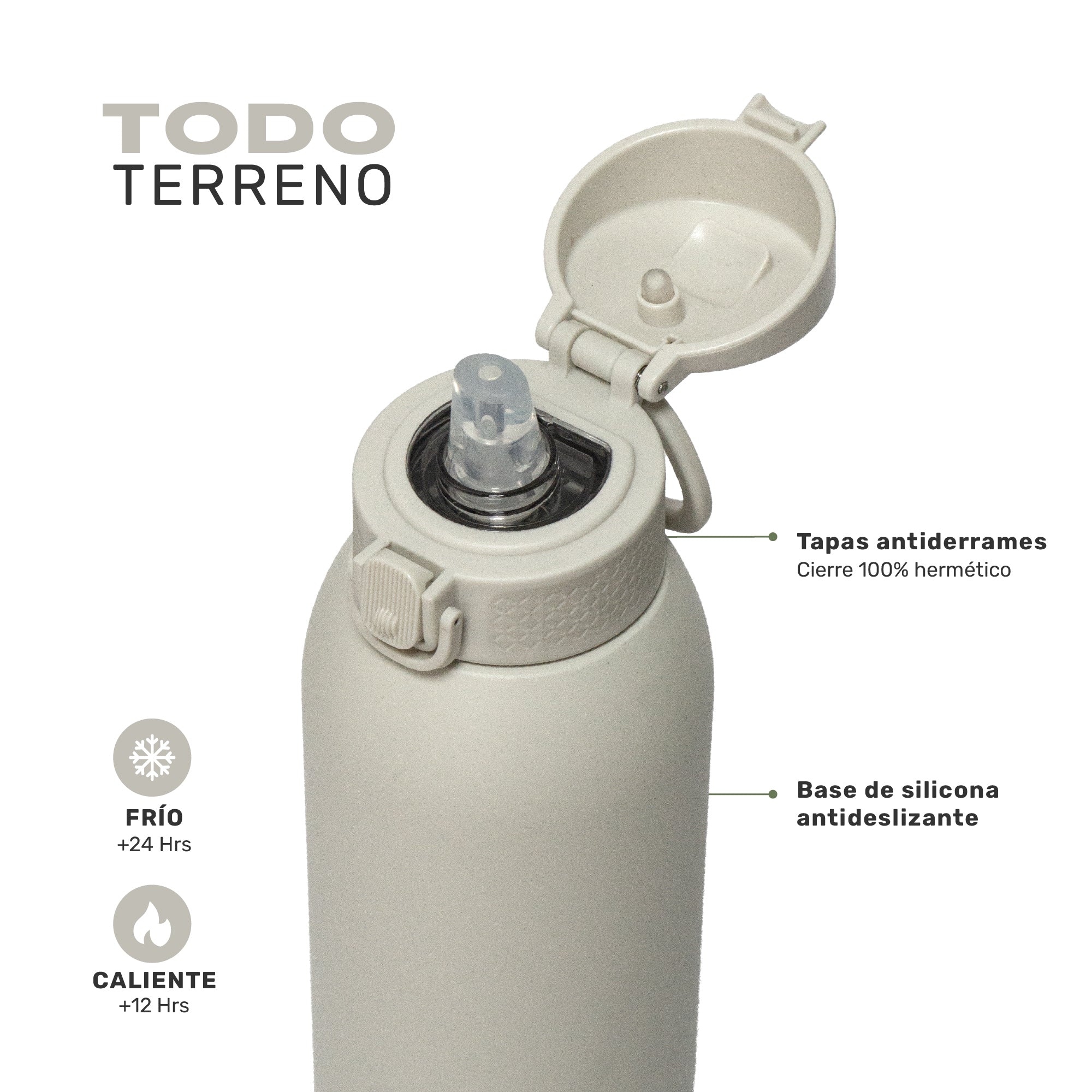 Botella Térmica Agua Acero Inox 3 Tapas HydroCore 1Lt Lhotse
