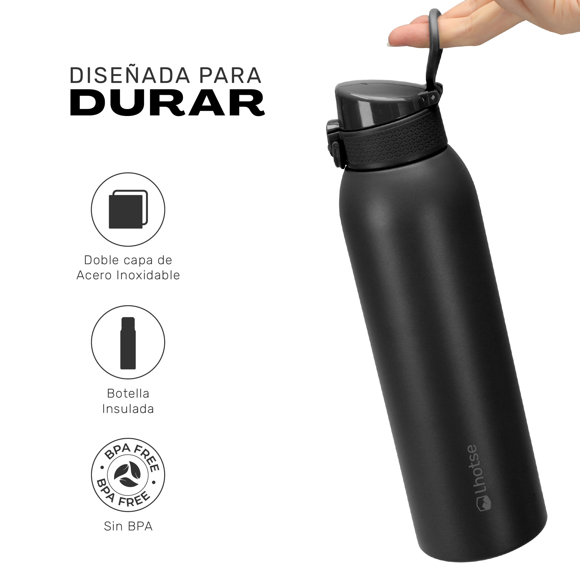 Shaker Vaso Proteina + Botella Térmica Hydrocore Negro