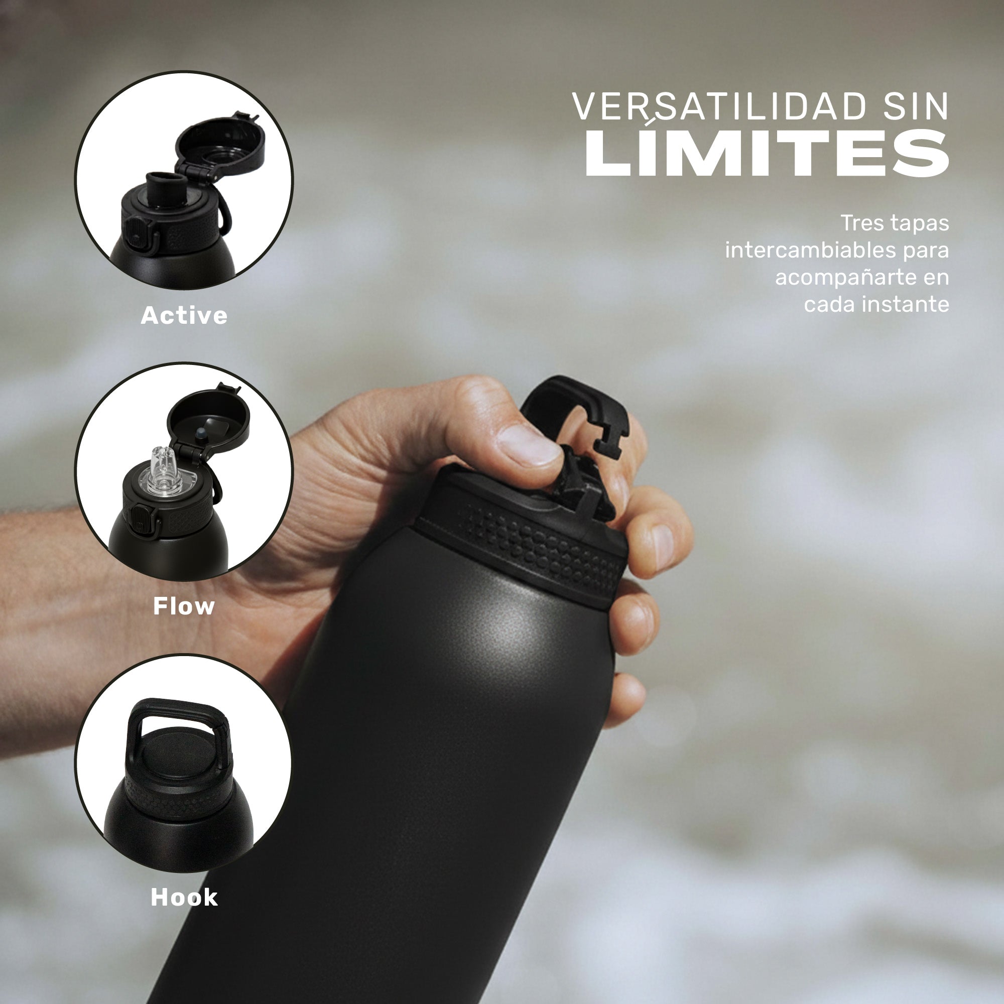 Shaker Vaso Proteina + Botella Térmica Hydrocore Negro