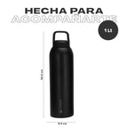 Negro · Botella Térmica Agua Acero Inox 3 Tapas HydroCore 1Lt Lhotse