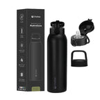 Negro · Botella Térmica Agua Acero Inox 3 Tapas HydroCore 1Lt Lhotse
