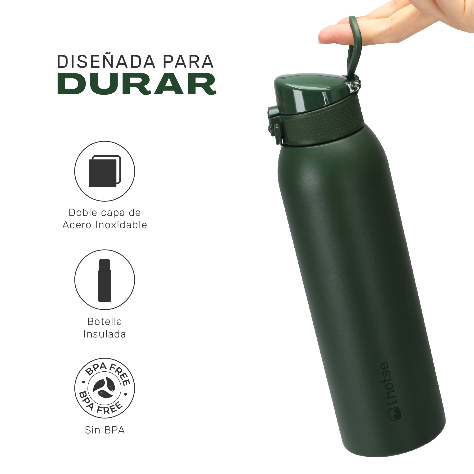 Botella Térmica Agua Acero Inox 3 Tapas HydroCore 1Lt Lhotse