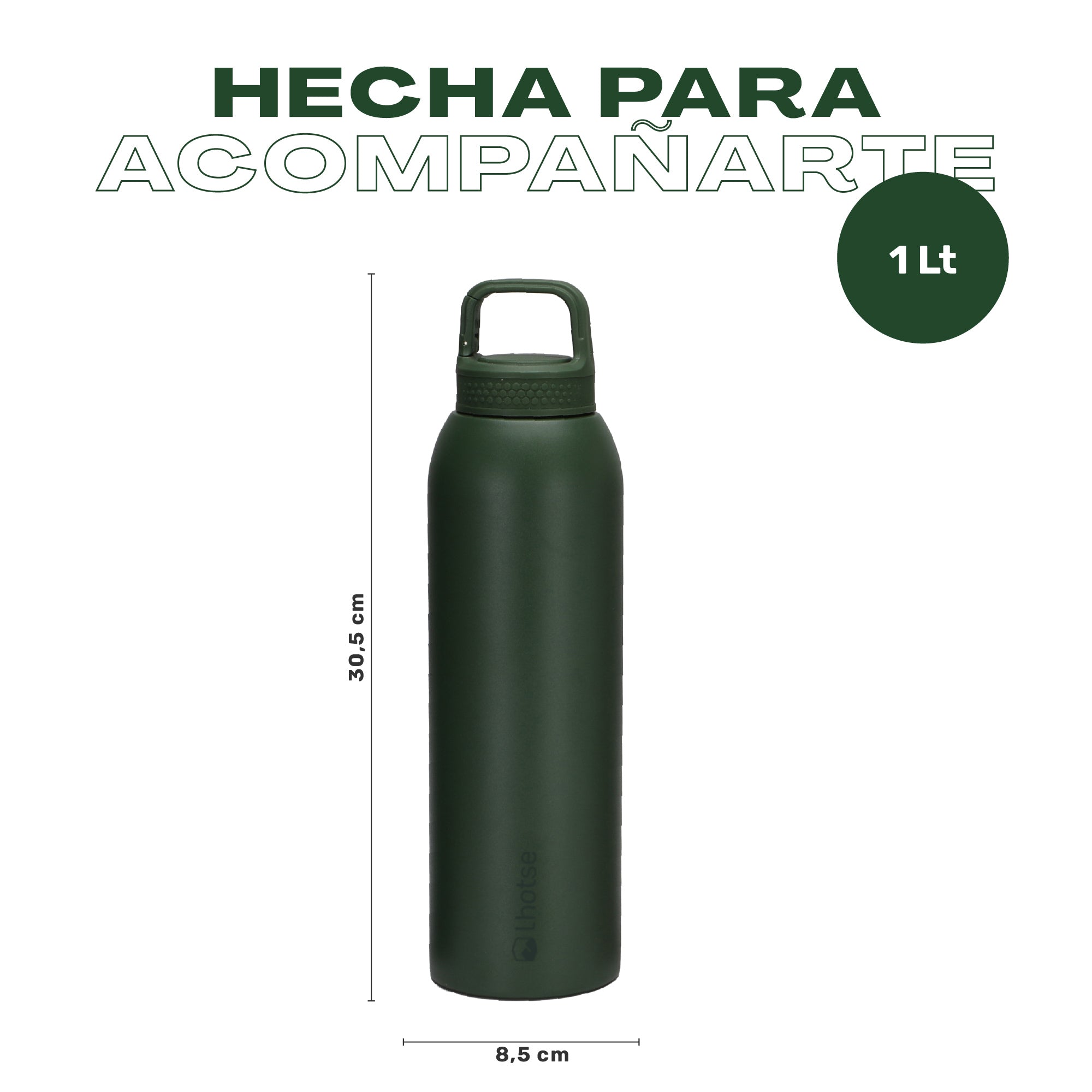 Botella Térmica Agua Acero Inox 3 Tapas HydroCore 1Lt Lhotse