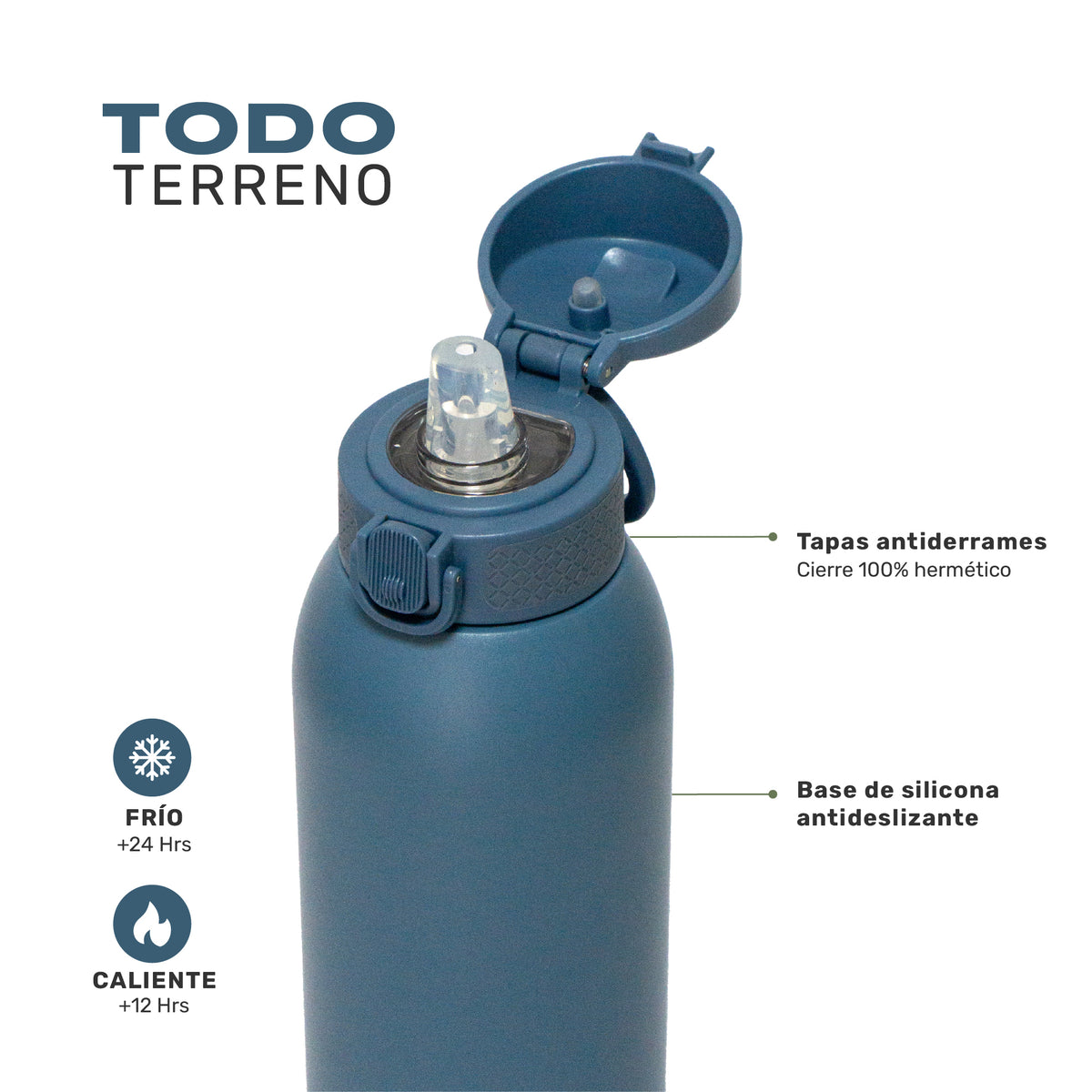 Azul oscuro · Botella Térmica Agua Acero Inox 3 Tapas HydroCore 1Lt Lhotse