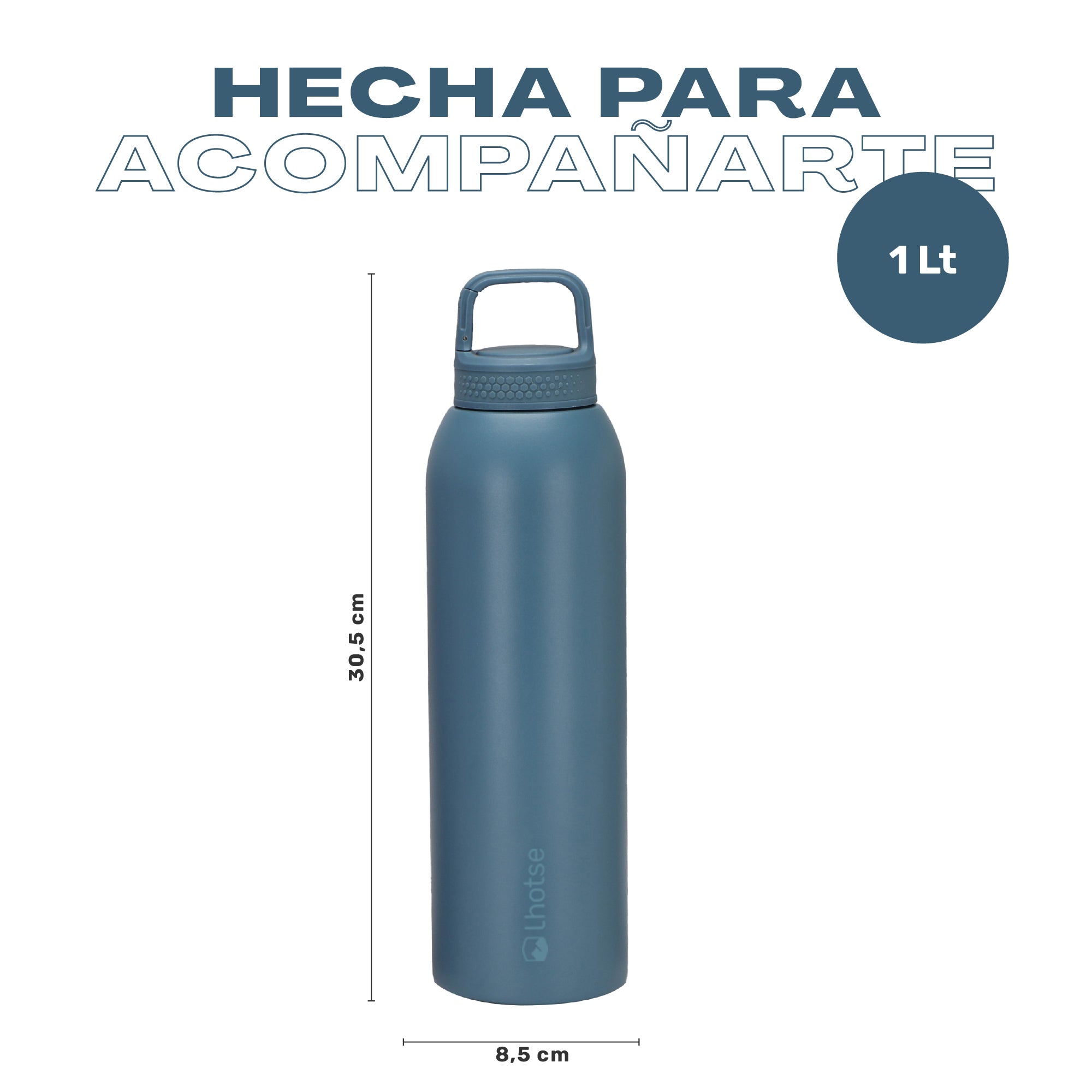 Botella Térmica Agua Acero Inox 3 Tapas HydroCore 1Lt Lhotse
