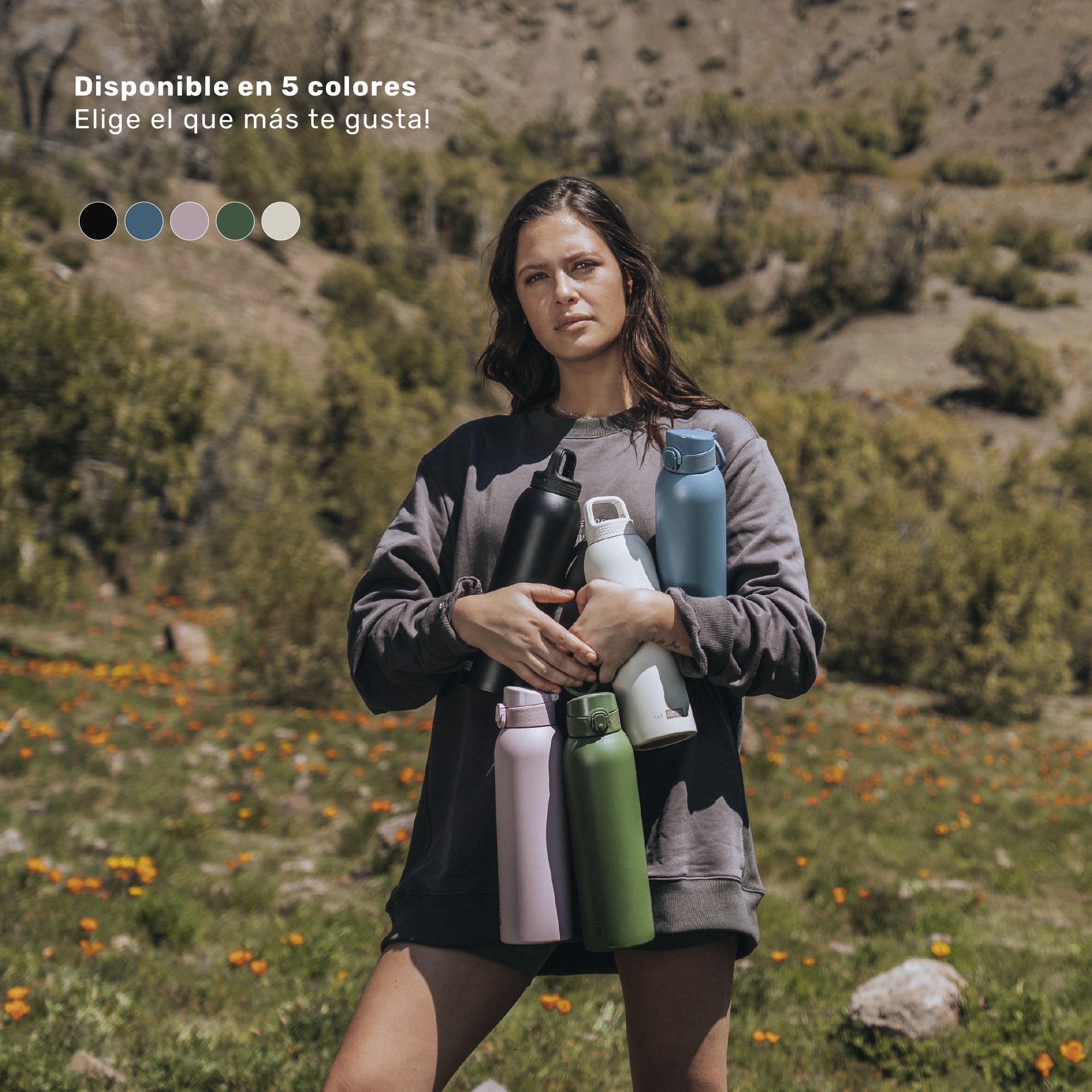 Botella Térmica Agua Acero Inox 3 Tapas HydroCore 1Lt Lhotse