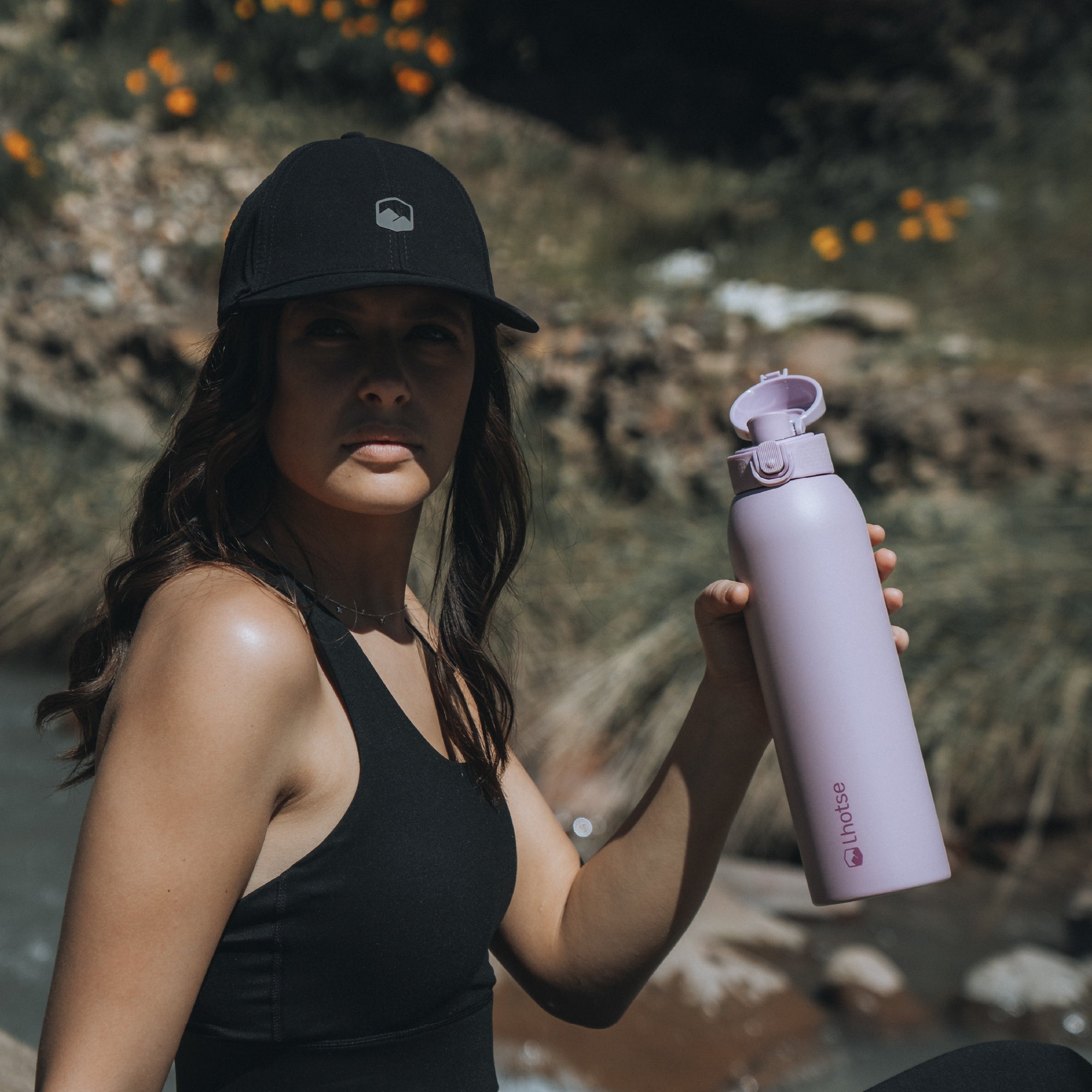 Rosa · Botella Térmica Agua Acero Inox 3 Tapas HydroCore 1Lt Lhotse