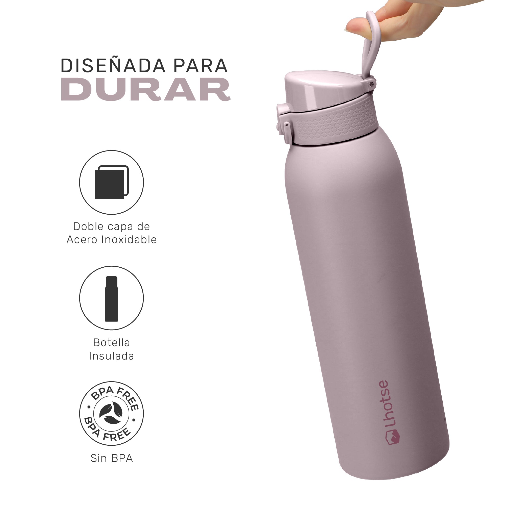 Botella Térmica Agua Acero Inox 3 Tapas HydroCore 1Lt Lhotse