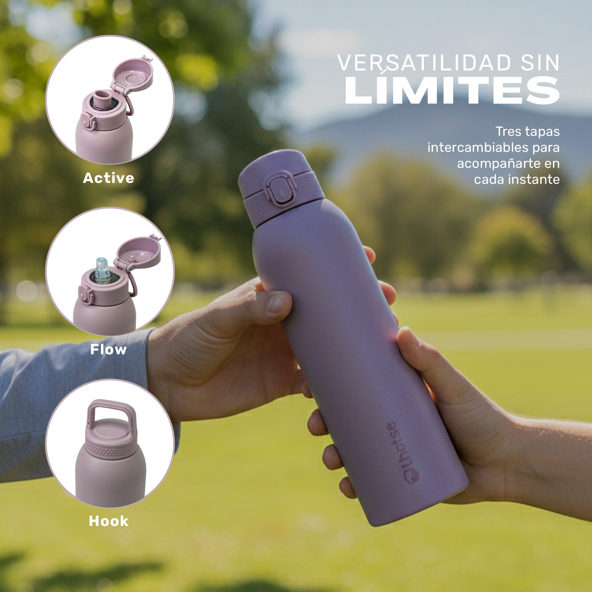 Botella Térmica Agua Acero Inox 3 Tapas HydroCore 1Lt Lhotse