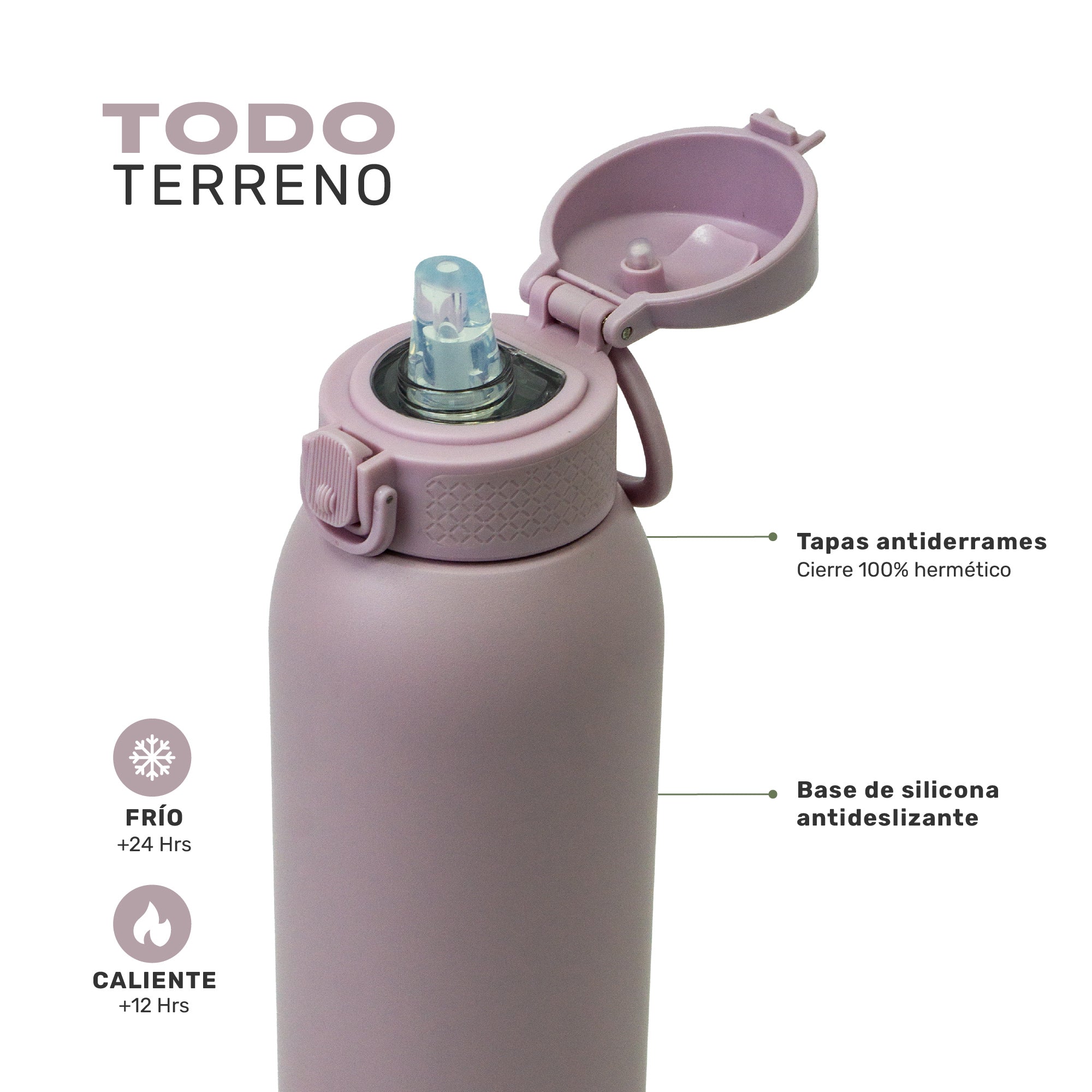 Botella Térmica Agua Acero Inox 3 Tapas HydroCore 1Lt Lhotse