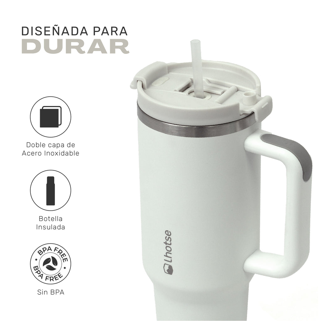 Lhotse Vaso Tumbler 1180ml Crema diseñado para durar acero inoxidable - detalle