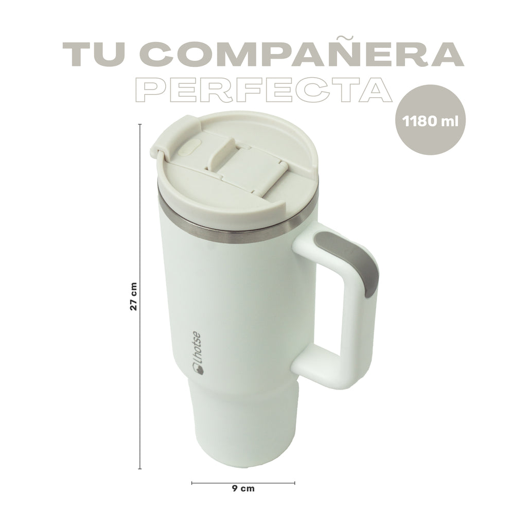 Lhotse Vaso Tumbler 1180ml Crema tu compañera vida activa - detalle