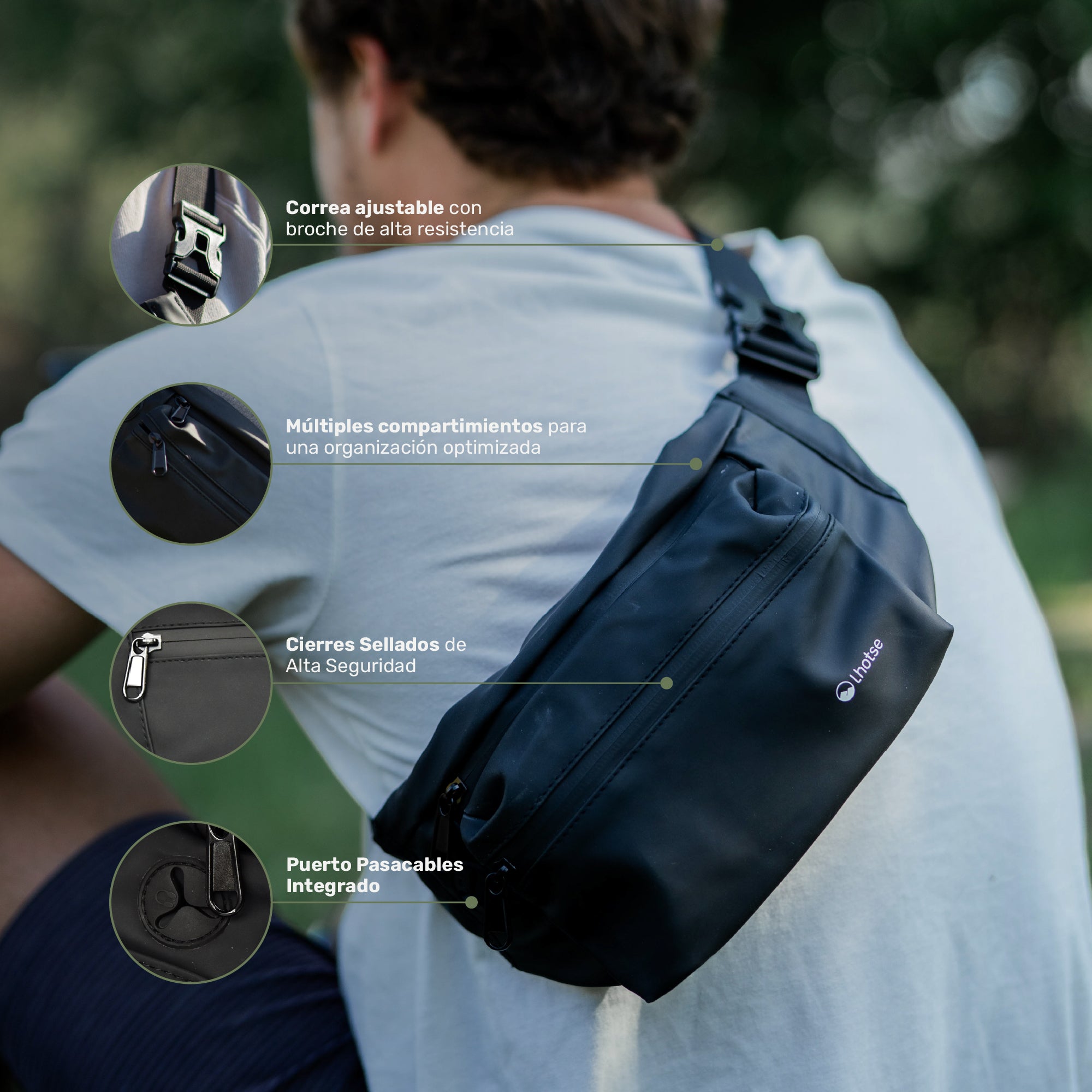 Lhotse Banano Impermeable en uso correa ajustable crossbody - lifestyle
