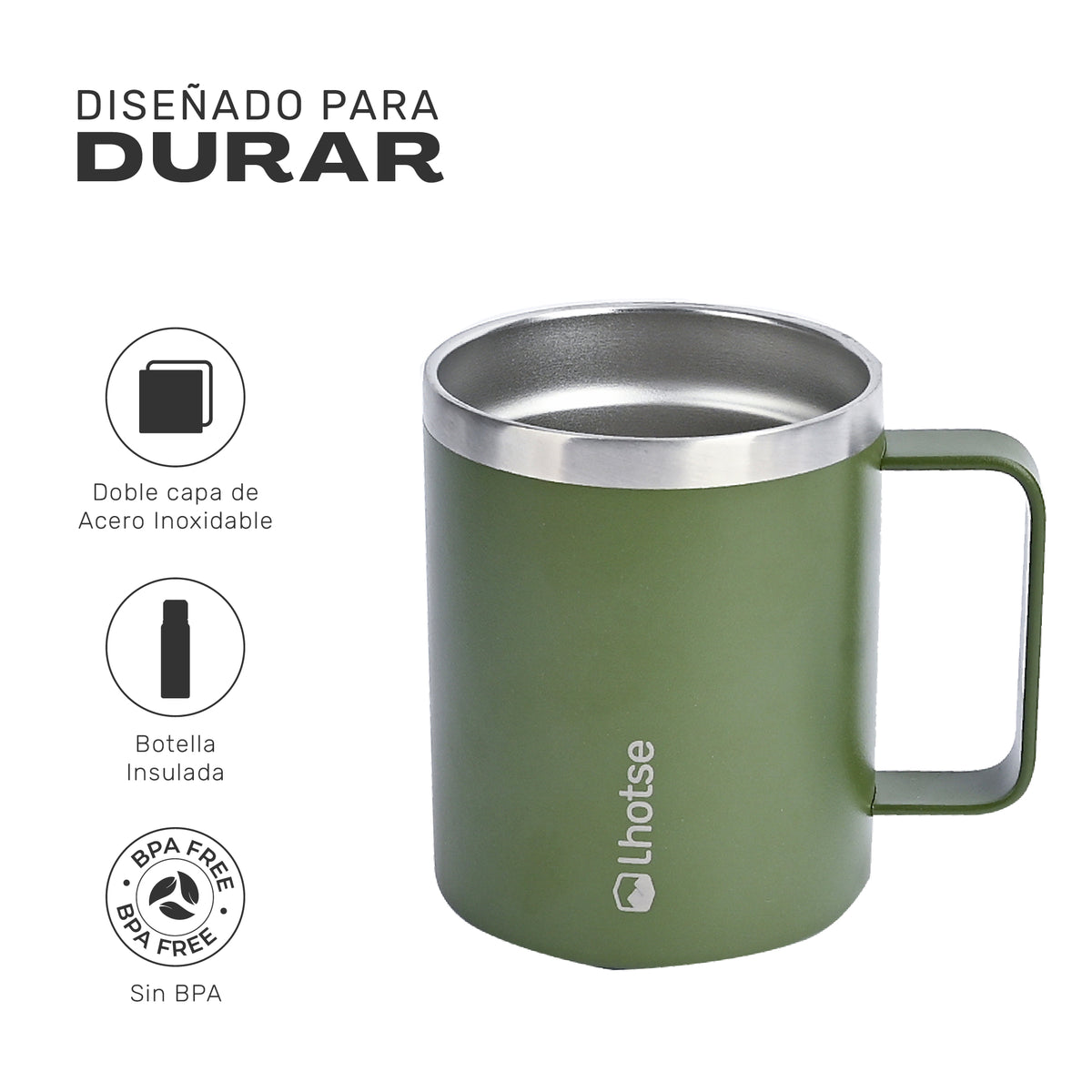 Verde · Taza Térmica Insulada Camping 350ml