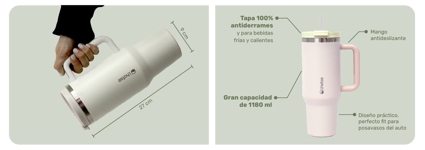 Vaso Térmico Tumbler 1180ml Acero Inoxidable con Tapa Lhotse