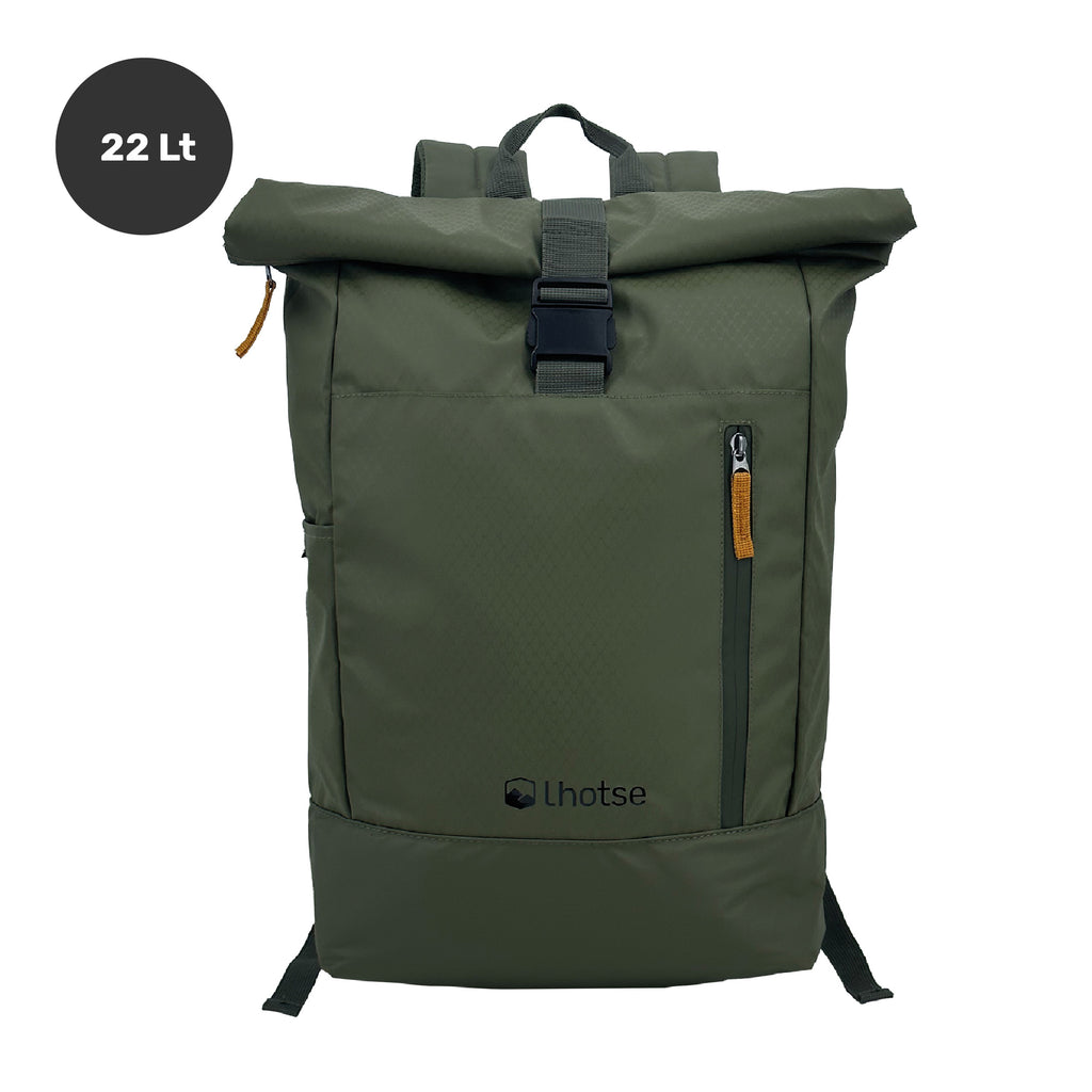 Lhotse Mochila Roll Top Makalu 22L Verde - vista frontal