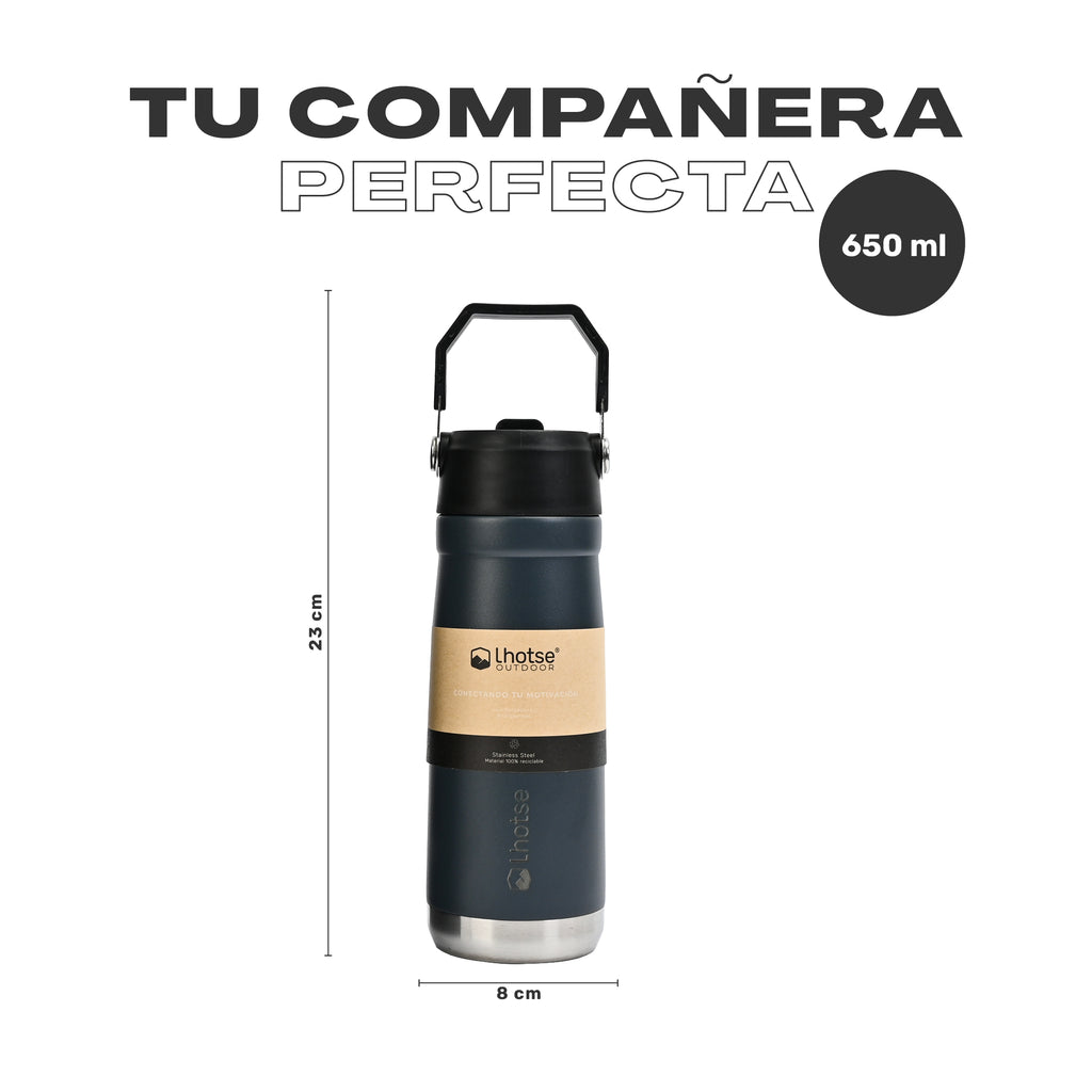 Lhotse Botella Térmica Adventure 650ml Negro tu compañera vida activa - detalle