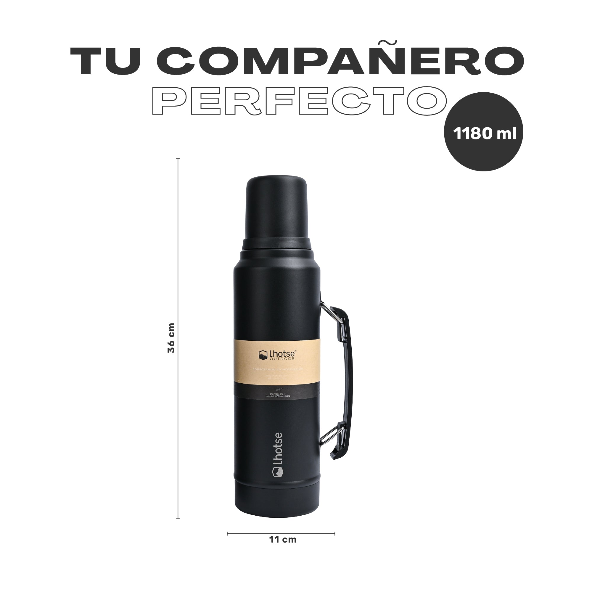 Lhotse Termo Líquido Classic 1.3L Negro tu compañero vida activa - detalle